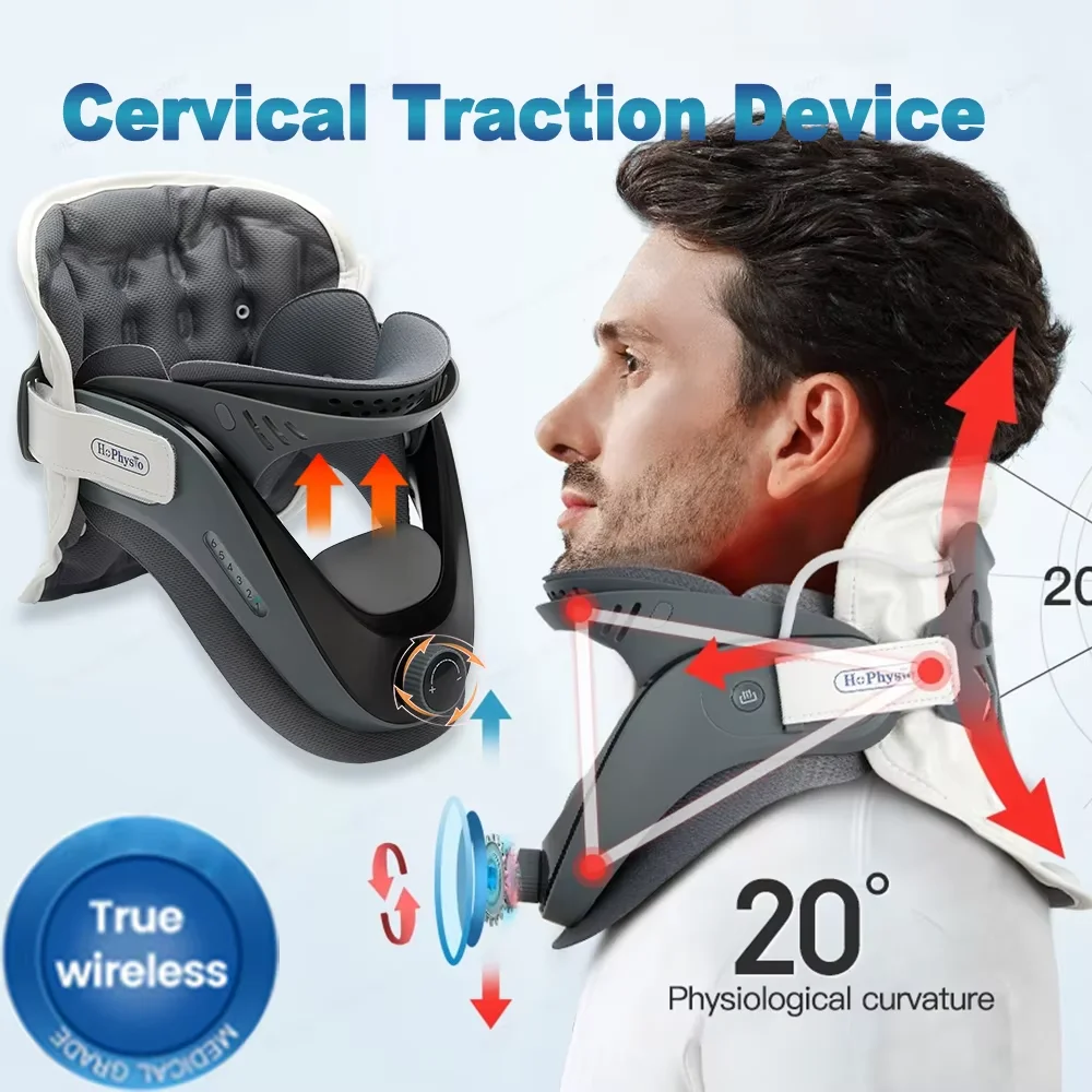 Cervical Neck Traction Device Adjustable Neck Brace with Airbag Support Neck Stretcher Corrector for Cervical Spine Alignment