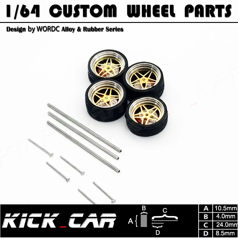 WORDC Model Car 1:64 Metal Wheels For Hotwheels with Rubber Tires Brake Disc Group A Modified Parts Vehicle Toys Tomica MiniGT