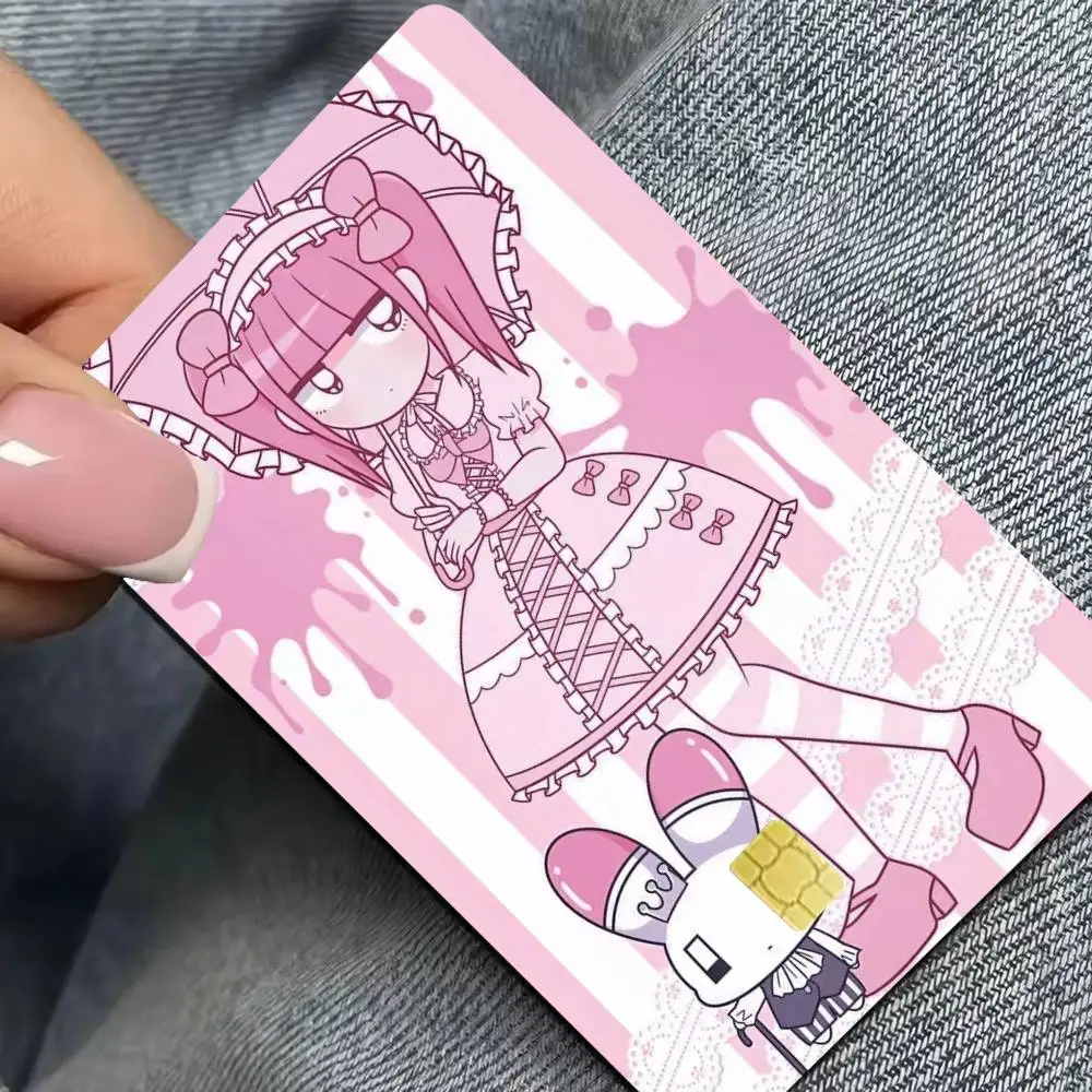 Cute M-Menhera chan 4pcs 1Set Card Stickers Small Waterproof Chip 4PCS Card Sticker Anti-Scratch