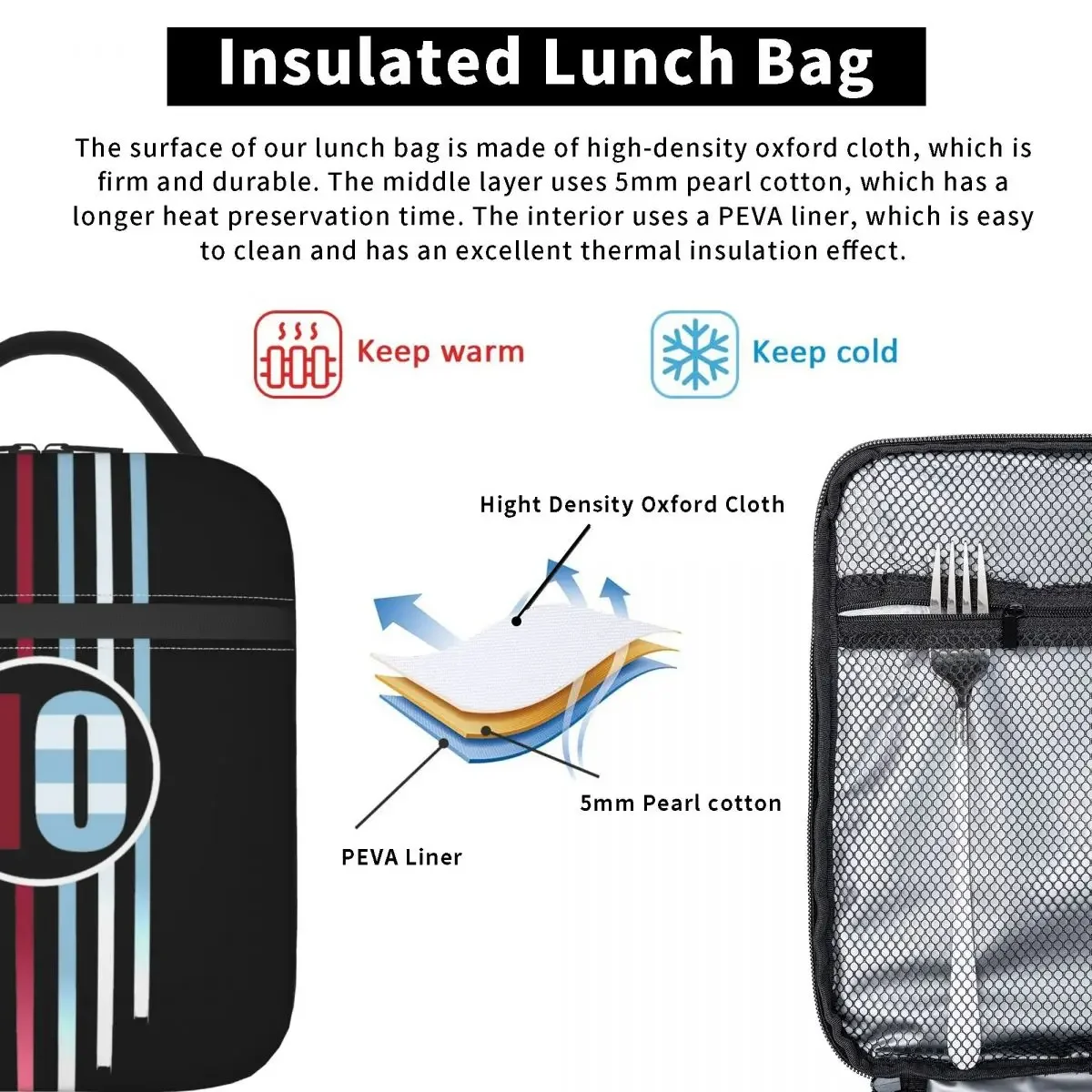 Messis 10 Football Soccer Product Insulated Lunch Bag For School Food Storage Bag Portable Cooler Thermal Lunch Box