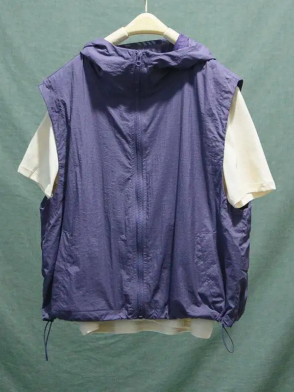 

Lightweight Sleeveless Vest Fashionable Outdoor Thin Shoulder Pad Sun Protection Clothing Commute Style Polyester Fiber Zippe...