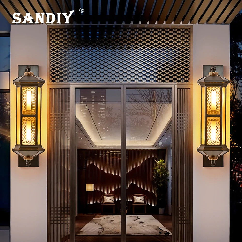 SANDIY Extra Large Outdoor Column Wall Sconce Waterproof IP55 Retro Led Lighting House Door Patio Aisle Exterior Wall Sconce