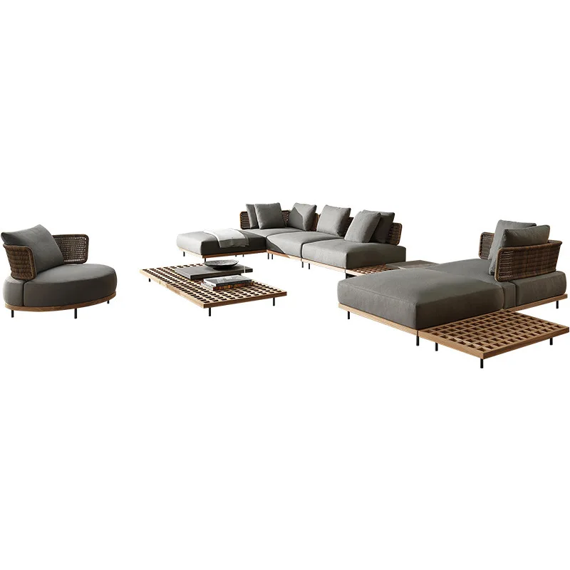 

Casual, high-end, teak, waterproof, anti-corrosion, sofa, combination, household