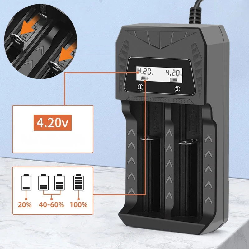 LCD Display Battery USB Charger 1/2/4 Slots For 18650 4.2V Rechargeable Lithium Battery For 1.2V NI-MH AA / AAA Battery Charger