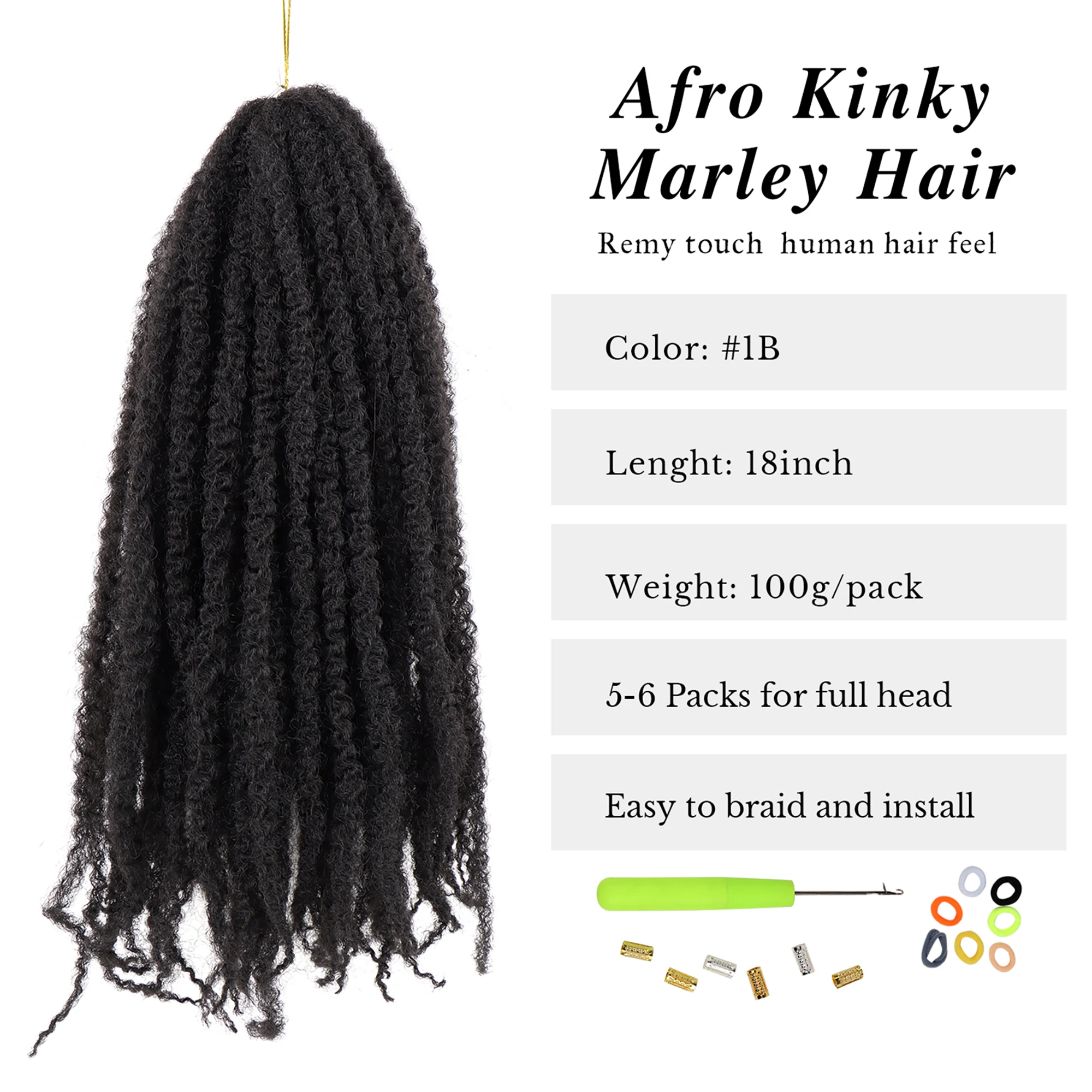 AHVAST-trenza de Marley de fibra sintética de 18 pulgadas, Afro Kinky Crochet, Afro Kinky Twist, trenza de cabello, venta al por mayor