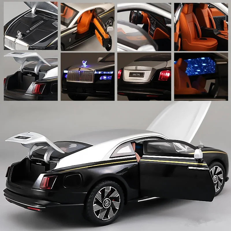 1:24 Rolls Royce Spectre Alloy New Energy Car Model Diecasts Metal Luxy Car Vehicles Model Simulation Sound Light Kids Toys Gift