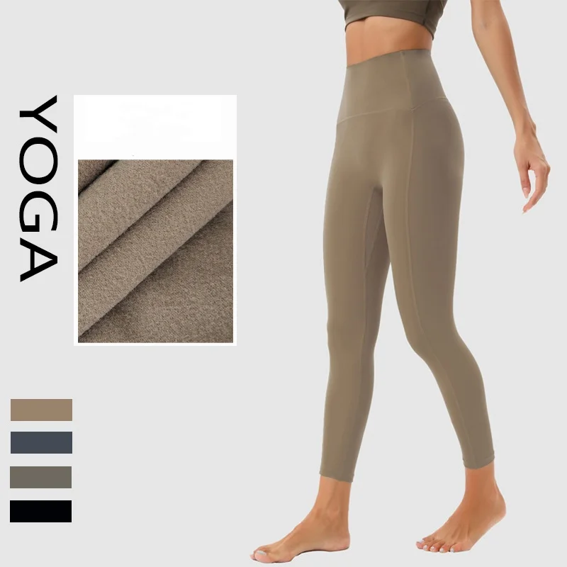 Yoga leggings with brand logo women fall/winter warm pants high waist hip lift tights no awkward line niners fleece trousers