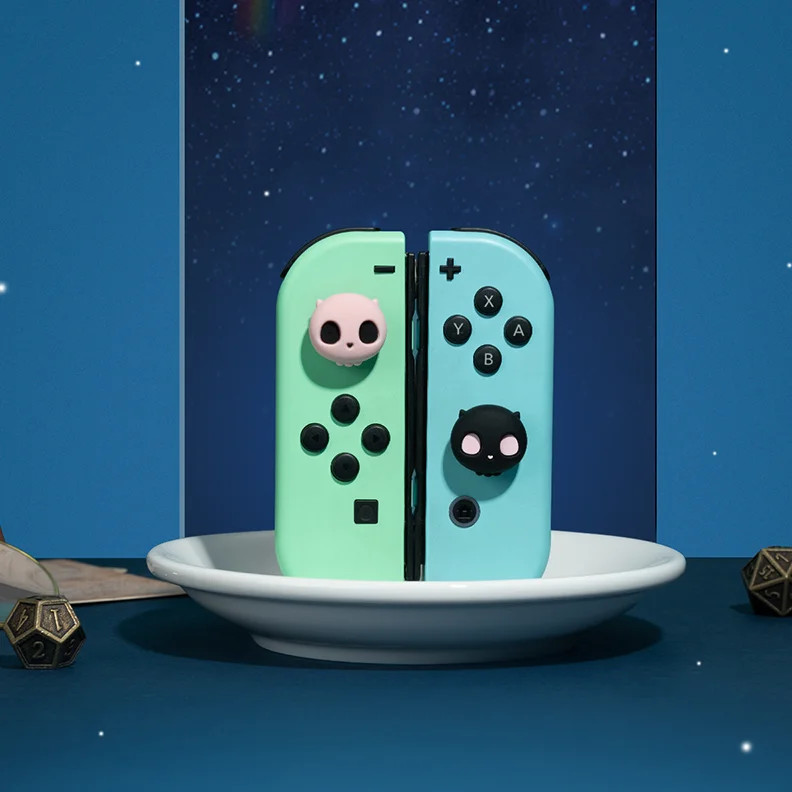 Колпачки для джойстика Goth Skull Joy Con, мягкие силиконовые чехлы для контроллера Nintendo Switch Oled Switch Lite, 4 шт.