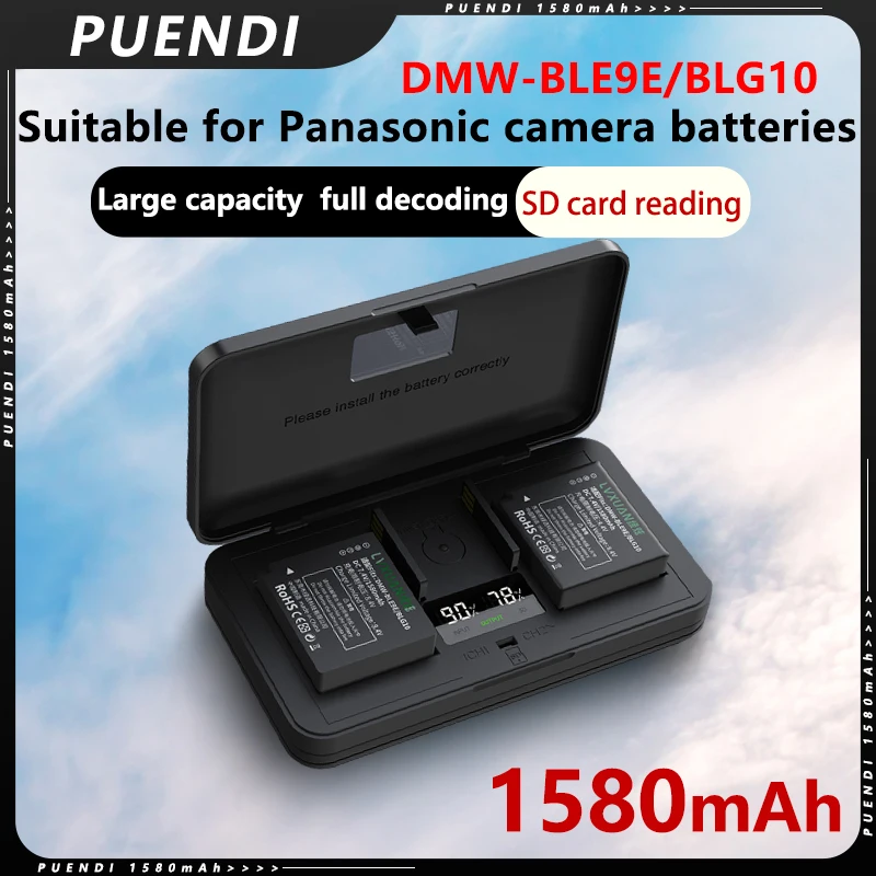 PUENDI DMW-BLG10 BL E9E Battery and LCD USB Charger For Panasonic Lumix GF5 GF6 GX7 GX9 GX80 DMC-LX100 G100 ZS70 ZS80 ZS110