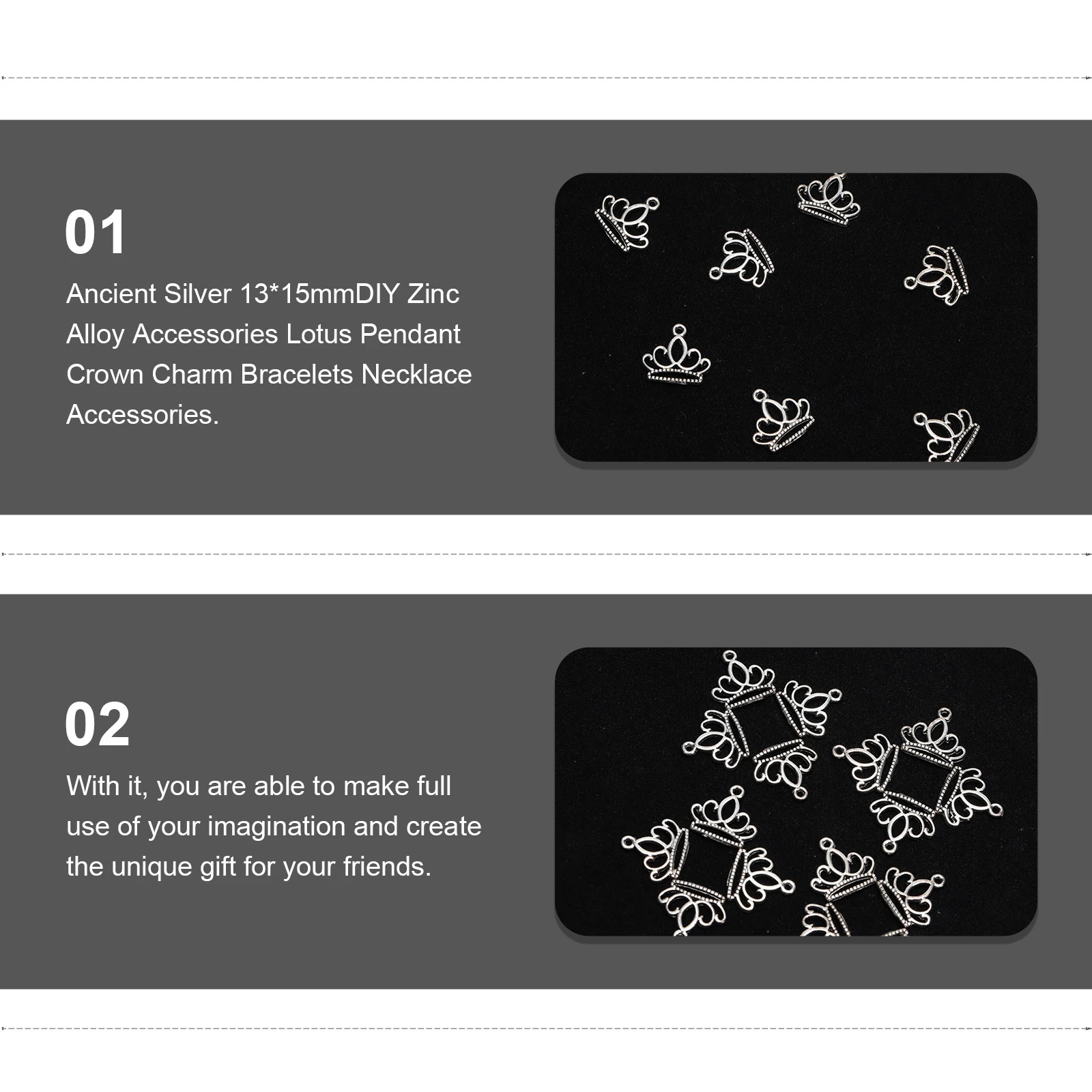 

20Pcs Lotus Pendant Alloy Jewelry Making Accessories for DIY Necklace Bracelet Keychain Creative Crown Pendant Supplies Set