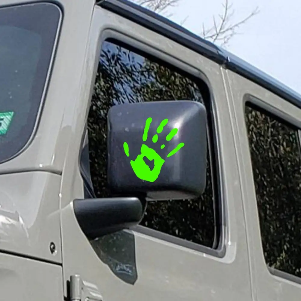 1 Pair Colorful Handprint Car Sticker Waterproof PVC Self-adhesive Auto Left Right Rearview Mirror Body Palm Decoration Deal