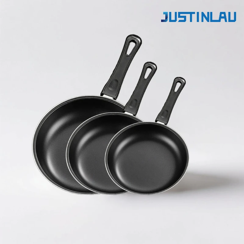 JUSTINLAU 20/25/30cm 3 unids/set sartén antiadherente juego de sartén de hierro fundido para uso doméstico sartén de huevos esencial para la familia