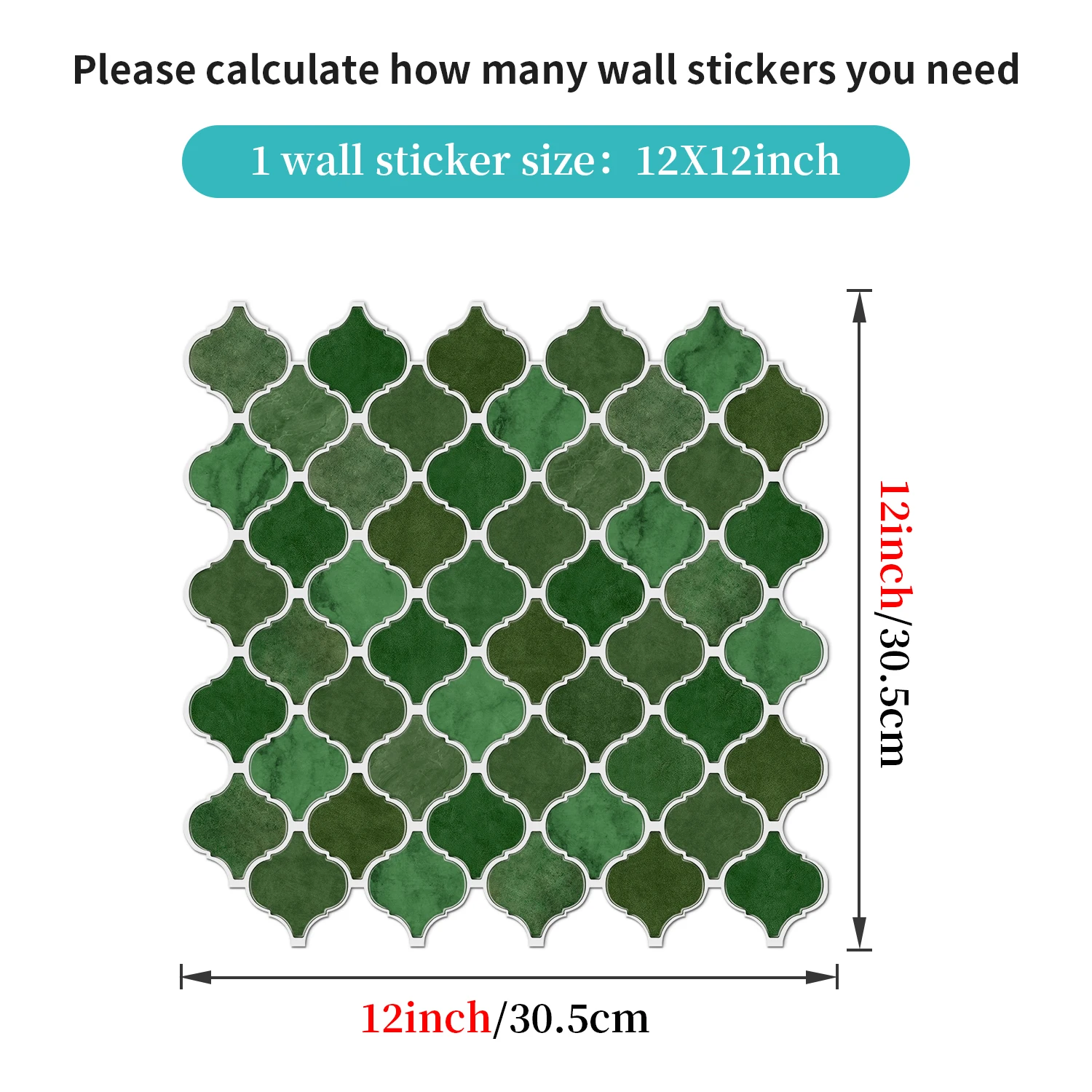 Green DIY Splicing Tile Stickers Waterproof Self-Adhesive Room Decor Wall Stickers Kitchen Bathroom Wall Decal Detachable