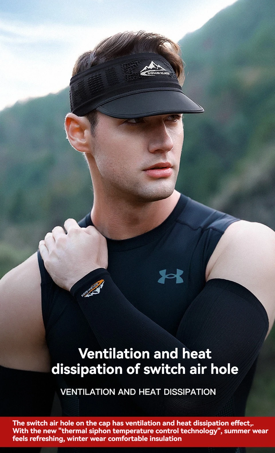 GTUBIKE Kühlendes, dehnbares Visier, Unisex-Schweißband für Damen und Herren, kein Slip-Band, leicht, Leistung, Laufen, Sonnenschutz – Detail 6