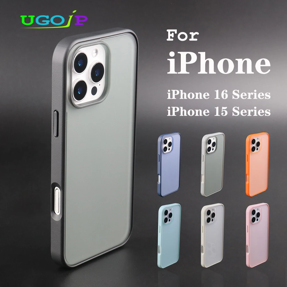 

UGOjP Case For iPhone 16 Pro Max Frosted Phone Case For iPhone 15 Pro Max Matte Anti-fingerprint Shockproof Protective Cover