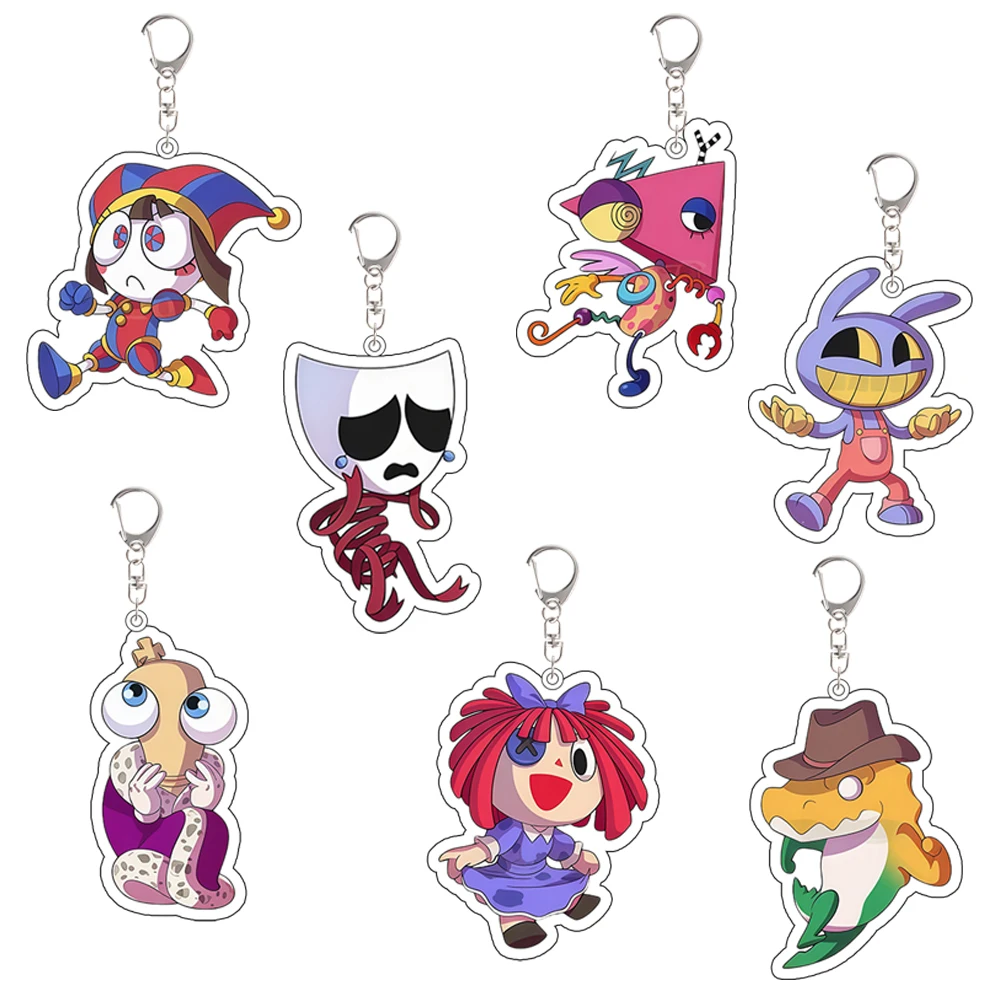 

Anime Peripheral Acrylic KeyChain for TADC Pomni Jax Ragatha Gangle Zooble Kinger Gummigoo Creativity Backpack Accessories Gift