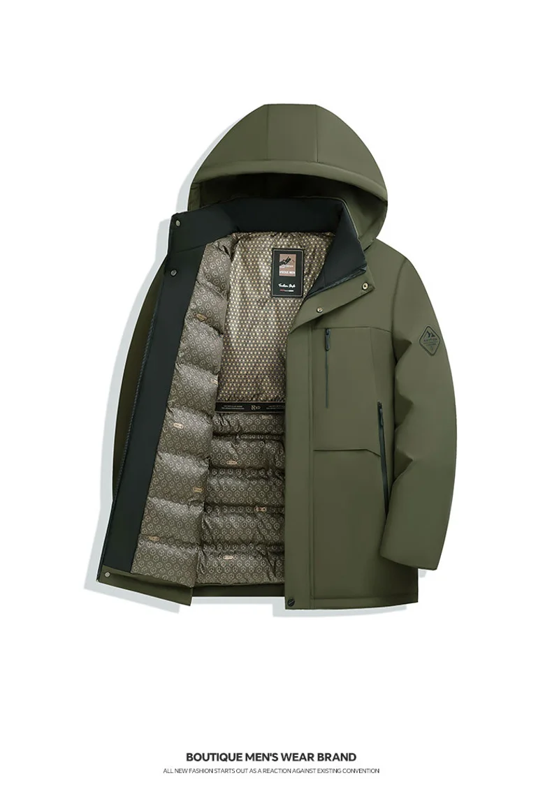 Winter Thicken Windproof Men Parkas Fashion Comfortable Warm Outerwear Solid Color Hooded Zipper Male Clothes Casual All-match