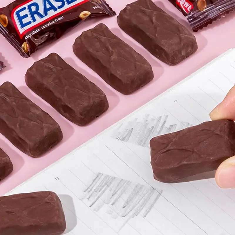 Creative Simulation Chocolate Shaped Rubber Eraser Cute Cartoon Erasers Student School Office Stationery Prize Kids Gifts