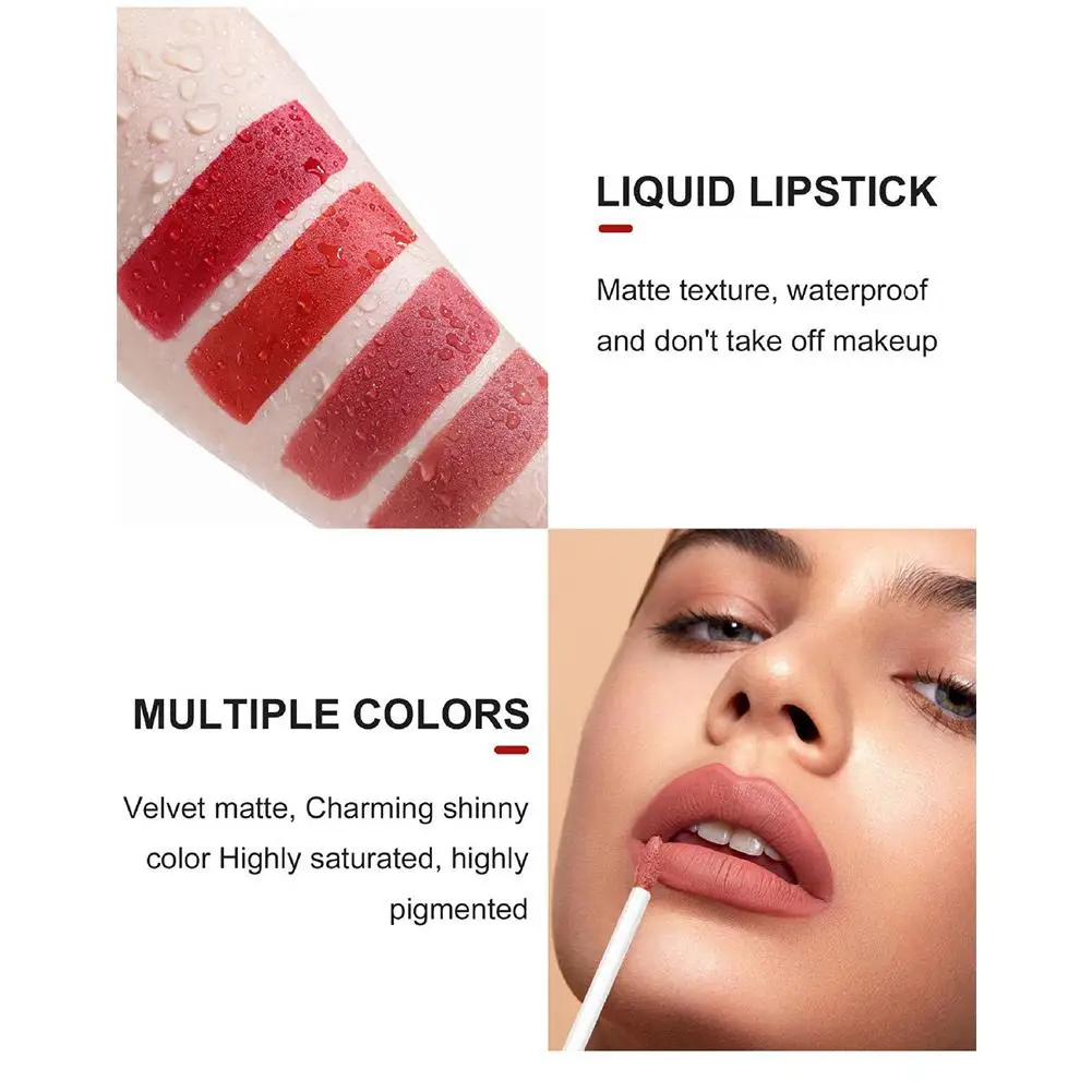 12-color Matte Combination Set Nude Brown Lip Gloss Pencil Velvet Lipstick Waterproof Long-lasting Non-stick Velvet Lip Gloss