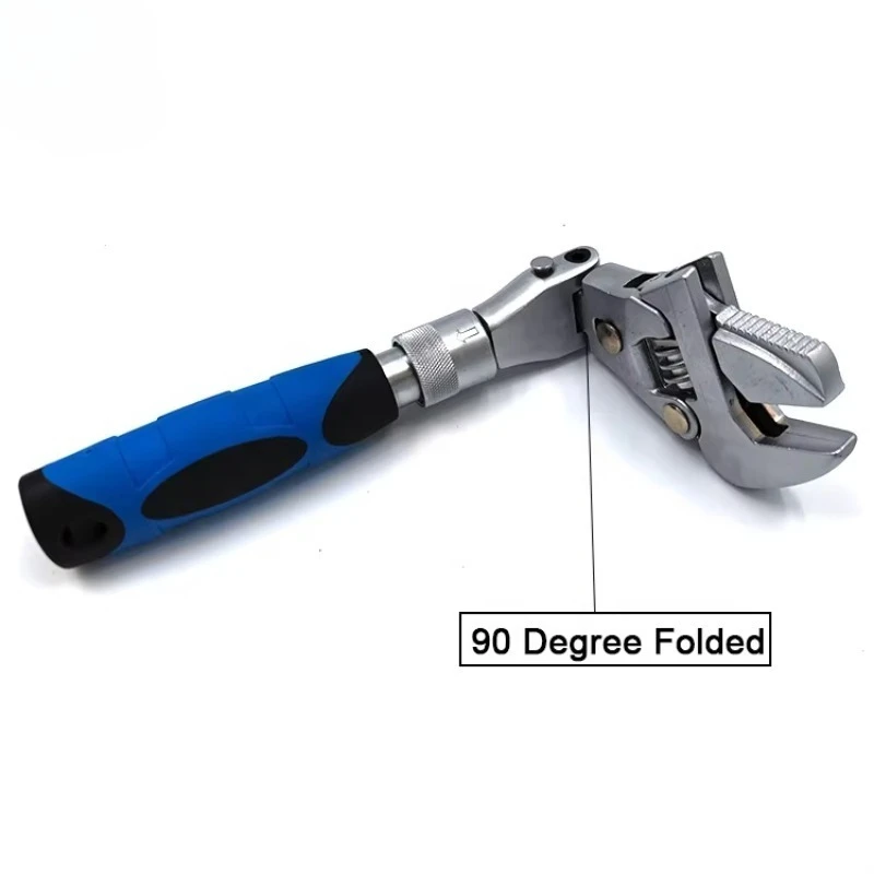 Robuster, 250–310 mm ausziehbarer, verstellbarer Schraubenschlüssel aus Legierung mit 180 Grad gefalteter Backe