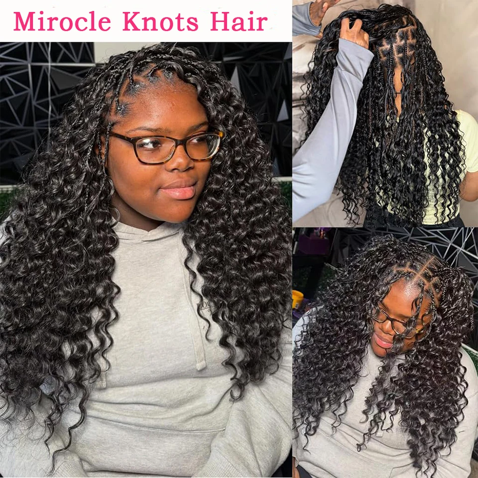 Cabello a granel pre-dividido para trenzas, crochet Deep Wave, extensiones de cabello humano sin nudos, invisible para trenzas boho 5