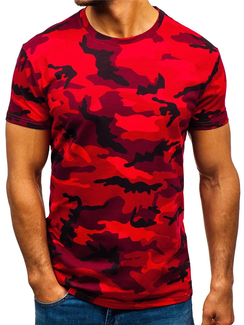 Men\'s Camo Pattern Outdoor Sporty T-Shirts Short Sleeve Summer 3D Print Loose Casual Fitness Tops Round-Neck Man Big Size Tees