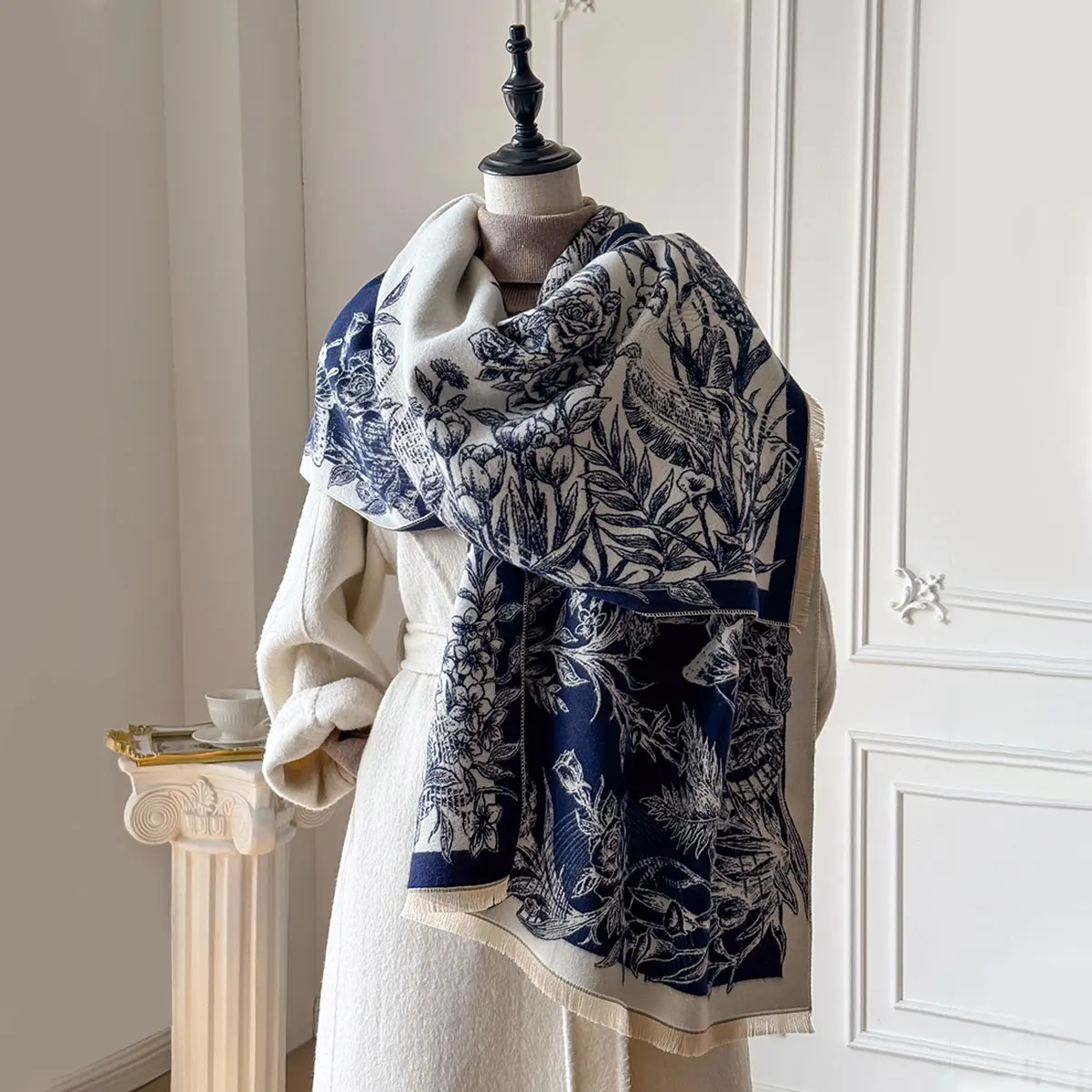 Winter Warm Luxury Scarf Women Pashmina Shawls Blanket Wraps Female Imitation Cashmere Foulard Bandana Thick Scarves Hijab