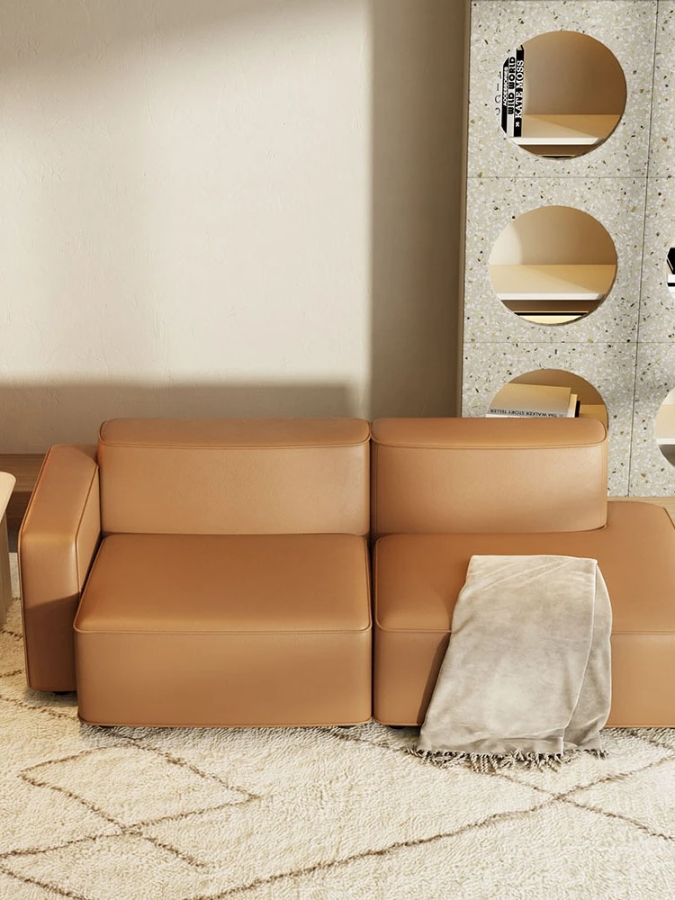 

Fabric sofa double three tofu cubes cream wind straight row living room small apartment sofa Italian creative light luxury