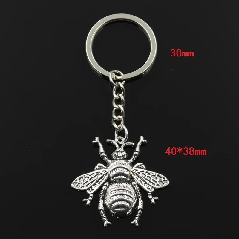 Keychain 40x38mm Hornet Honey Bee Pendants DIY Men Jewelry Car Key Chain Ring Holder Souvenir For Gift