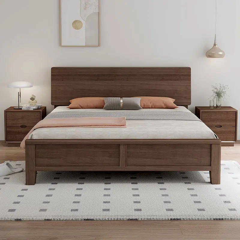 Nordic 1.8 meters double bed thickened dovetail rubber wood solid wood bed