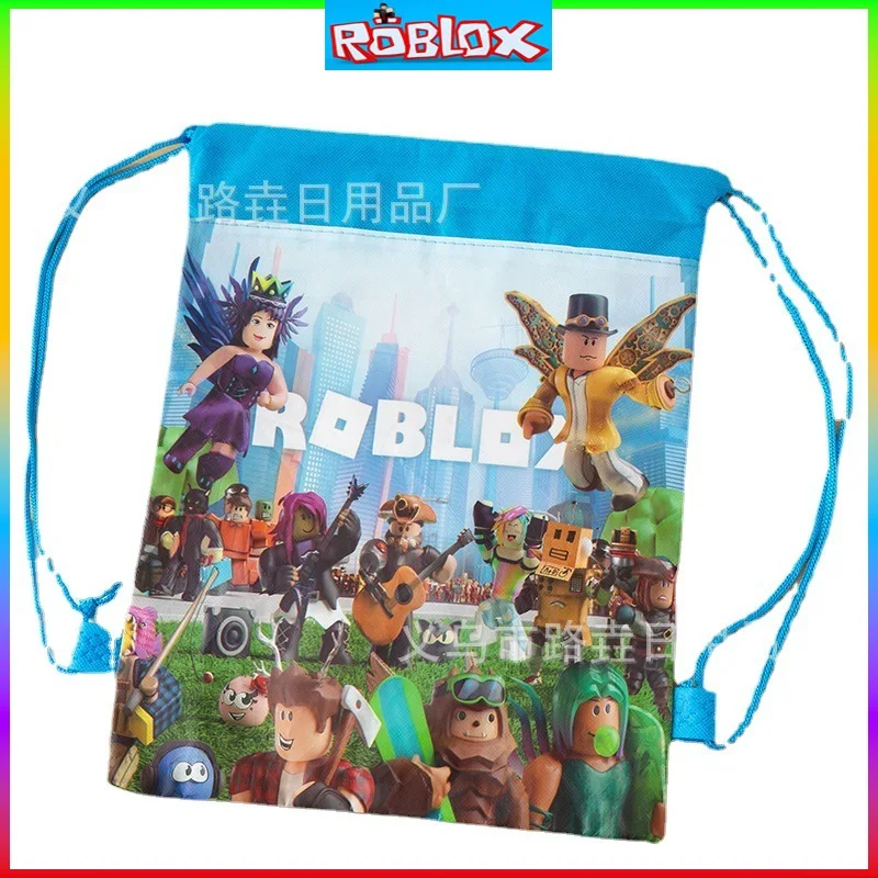 Roblox Non-woven Storage Drawstring Drawstring Drawstring Backpack Bag Schoolbag Lightening Zipper Shoulders Drawstring Bag