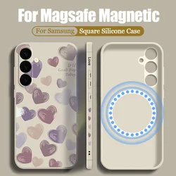 Love Heart Case For Samsung Galaxy S26 S25 S24 S23 S22 S21 Ultra Plus S25 S24 FE Magnetic For Magsafe Wireless Charge Soft Cover