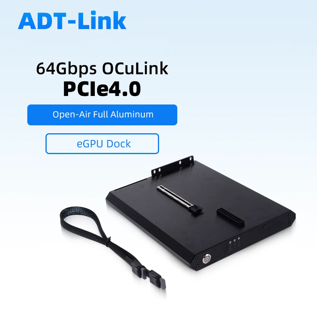 ADT-Link F9Q-BK10 OCuLink eGPU Dock PCIe4.0 x4 64Gbps ReDriver Chip Aluminum Chassis ATX/SFX/SFX-L PSU Laptop External GPU Box