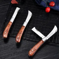 10cm Garden Grafting Knife Stainless Steel Mushroom Electrician Folding Pocket Knife EDC Hand Tool Wooden Handle Camping Gadgets