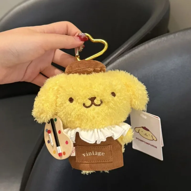 Kawaii PomPomPurin Sanrio Student Niedliche Cartoon-Plüschpuppe Schlüsselanhänger Kinder Taschenanhänger Dekoration Weihnachtsgeschenke für Kinder