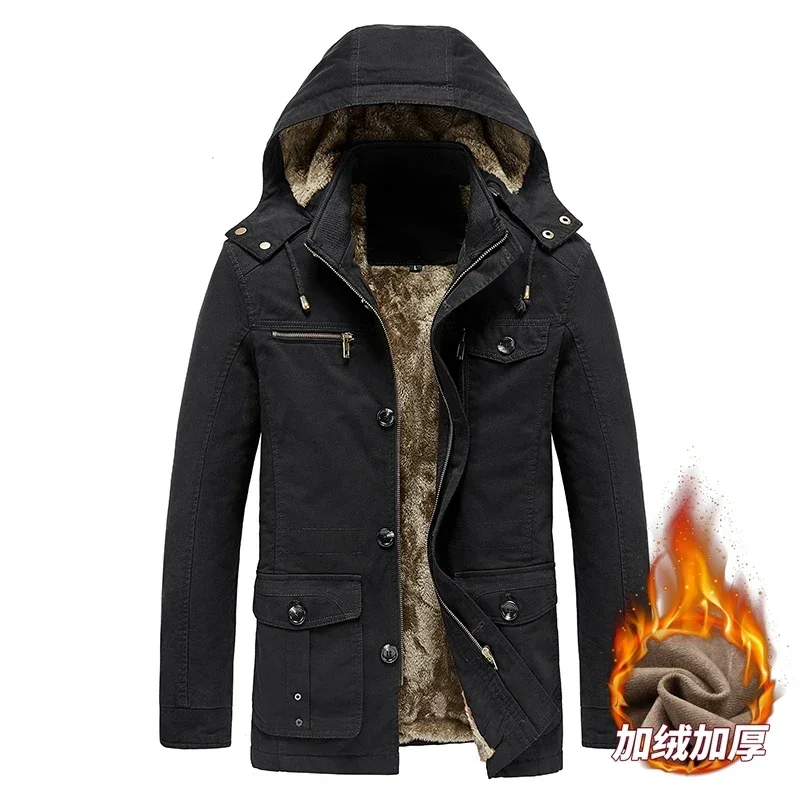 

Мужские зимние ветрозащитные теплые куртки-карго, толстые теплые парки с капюшоном, длинное пальто, мужская одежда, повседневные ветрозащитные пальто с большими карманами