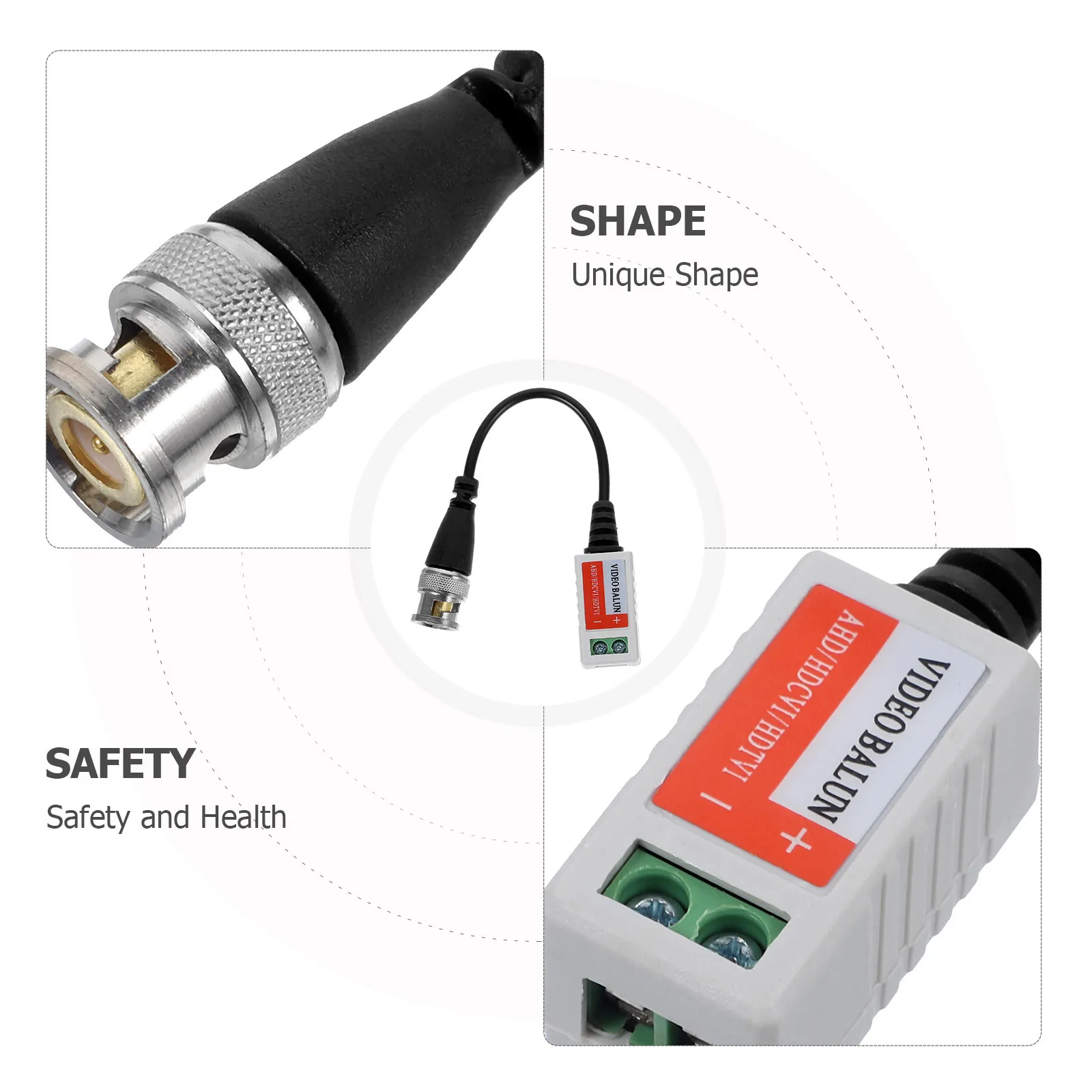 Video Transceiver Cable Black Cctv Camera Adapter For 600M Video Transmission Surveillance System Dual