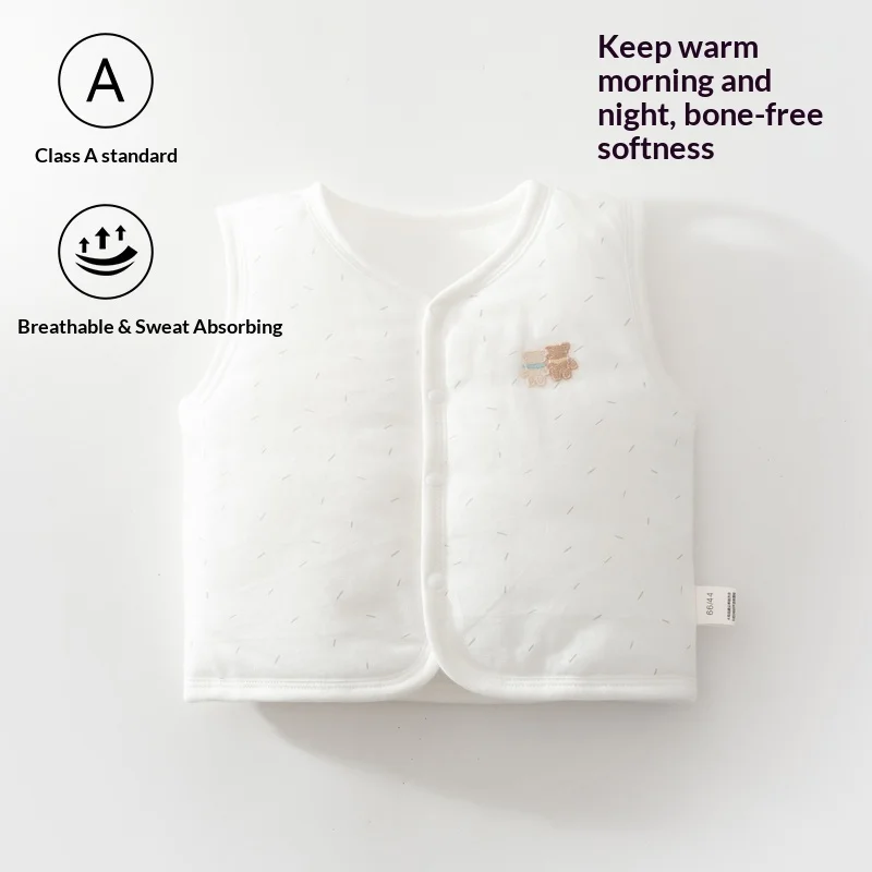 Baby 40g Quilted Vest, 100% Cotton Sleeveless Jacket, Warm & Soft Undershirt for Boys & Girls, Autumn/Winter