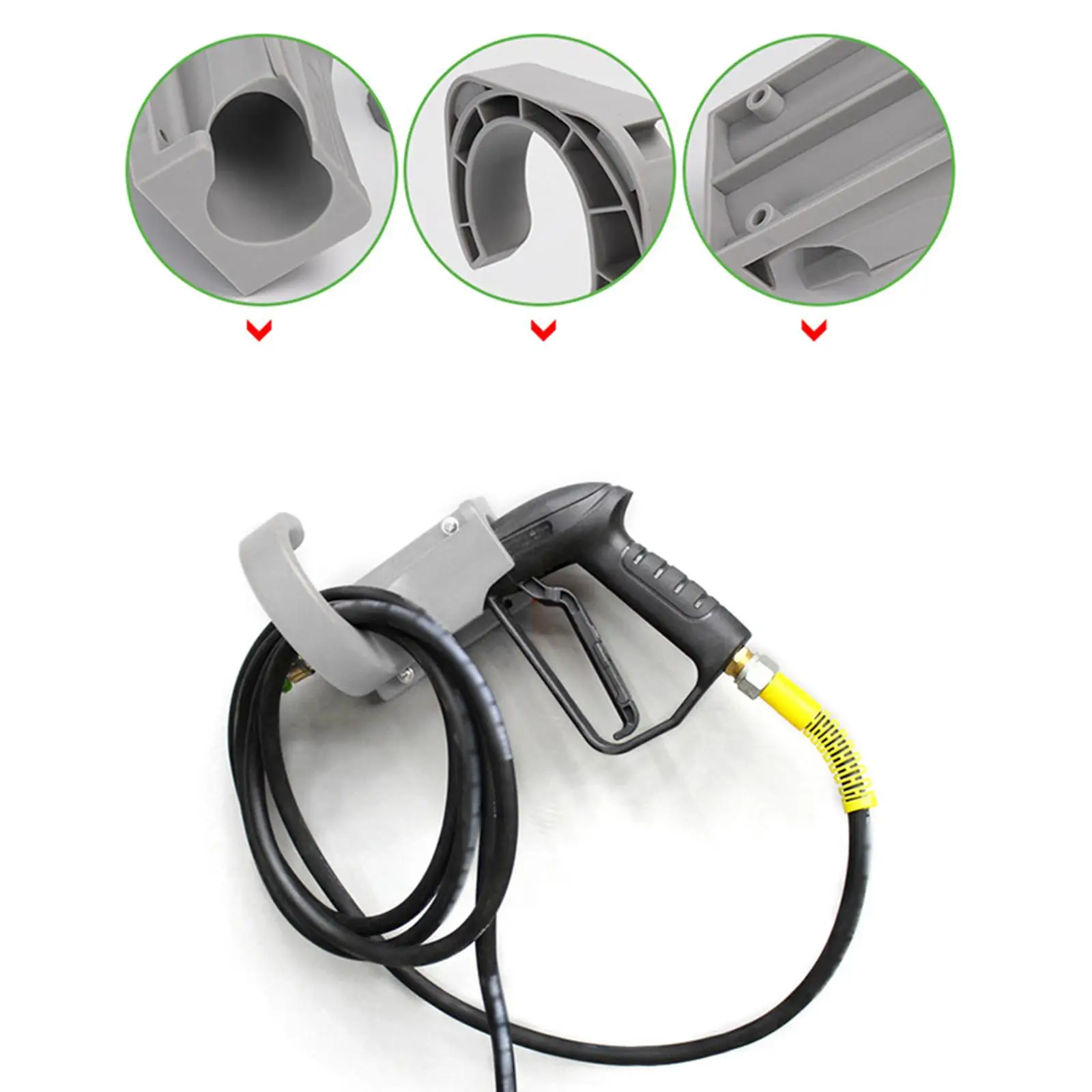 Wall Mount Hose Hook High Pressure Water Hose Hanging Rack Widened Gray Holder for Garage Auto Wash Area