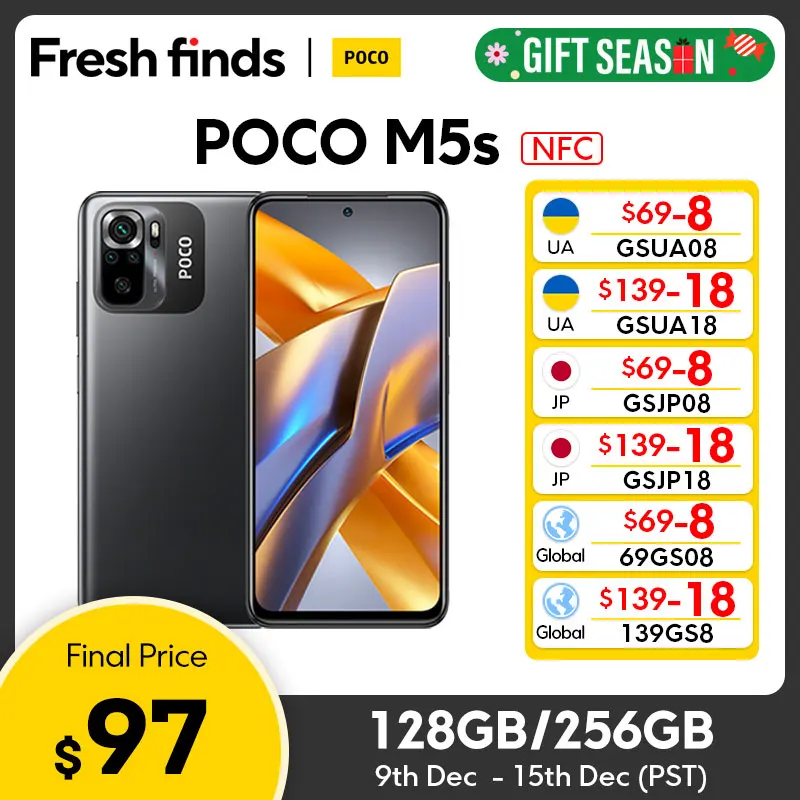 Global Version POCO M5s Smartphone MTK G95 64MP camera 6.43\