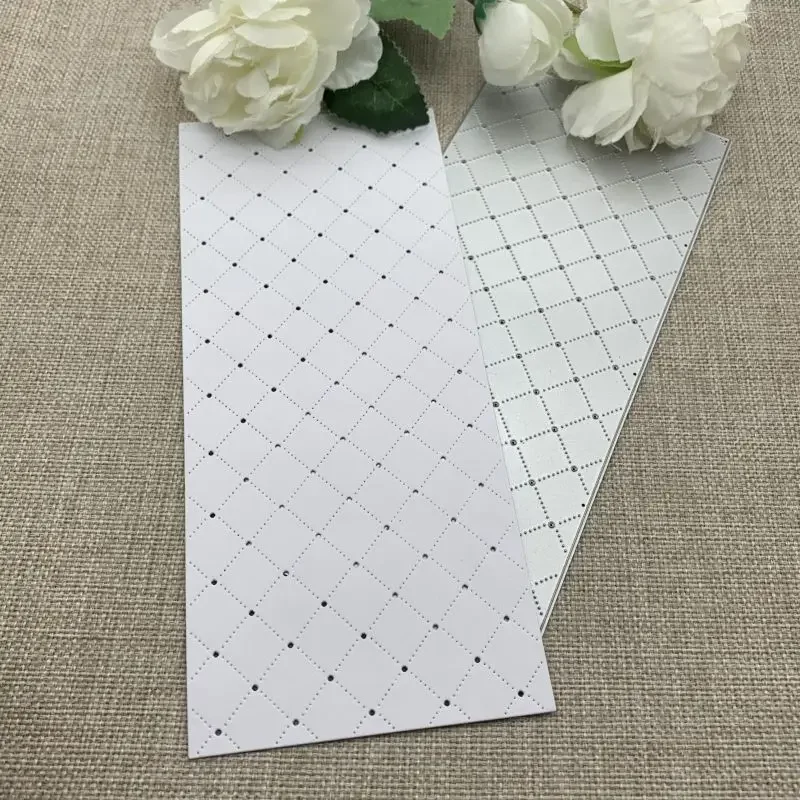 

Металлические вырубные ножи для скрапбукинга: прямоугольная рамка с ромбовидными вырезами, трафарет для декоративного тиснения и рукоделия