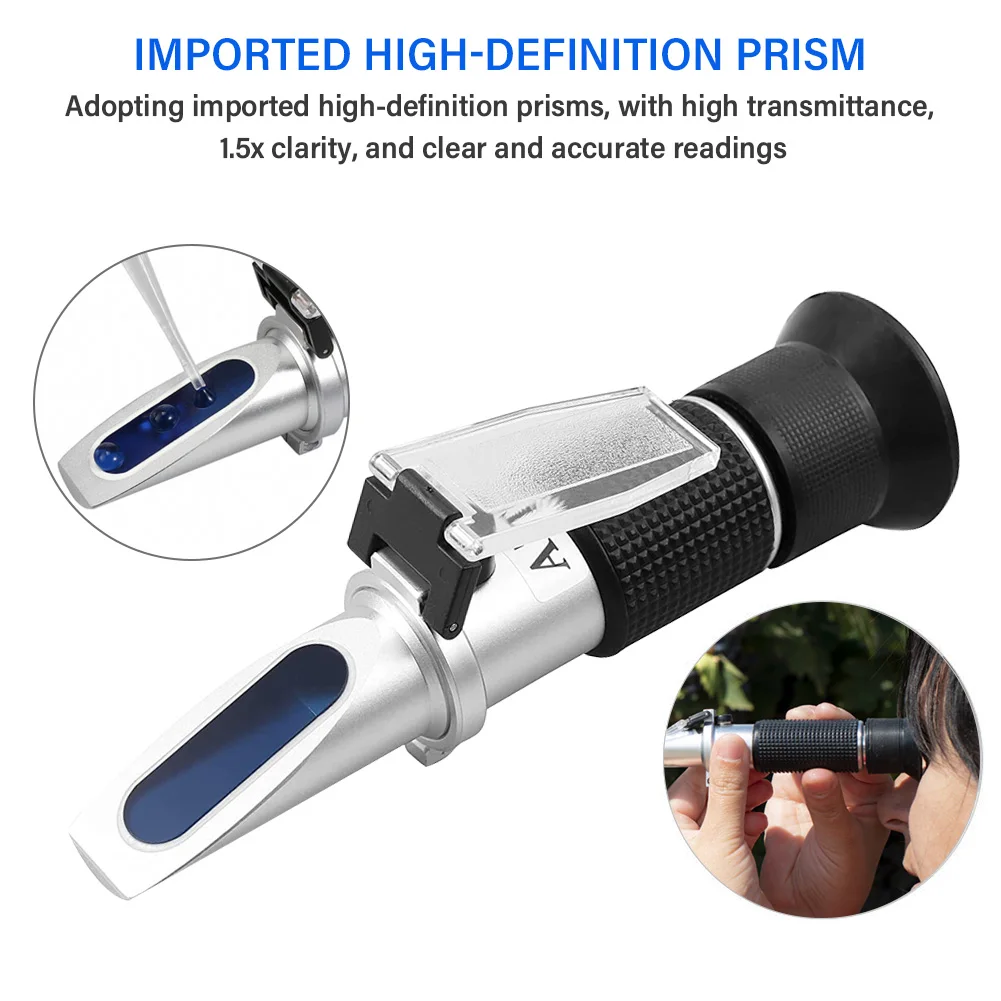 Handheld Sugar Concentration Tester, 0 -80% Refractometer, Fruit Sugar Meter, Food Beverage Sugar Detector, Instrumento óptico