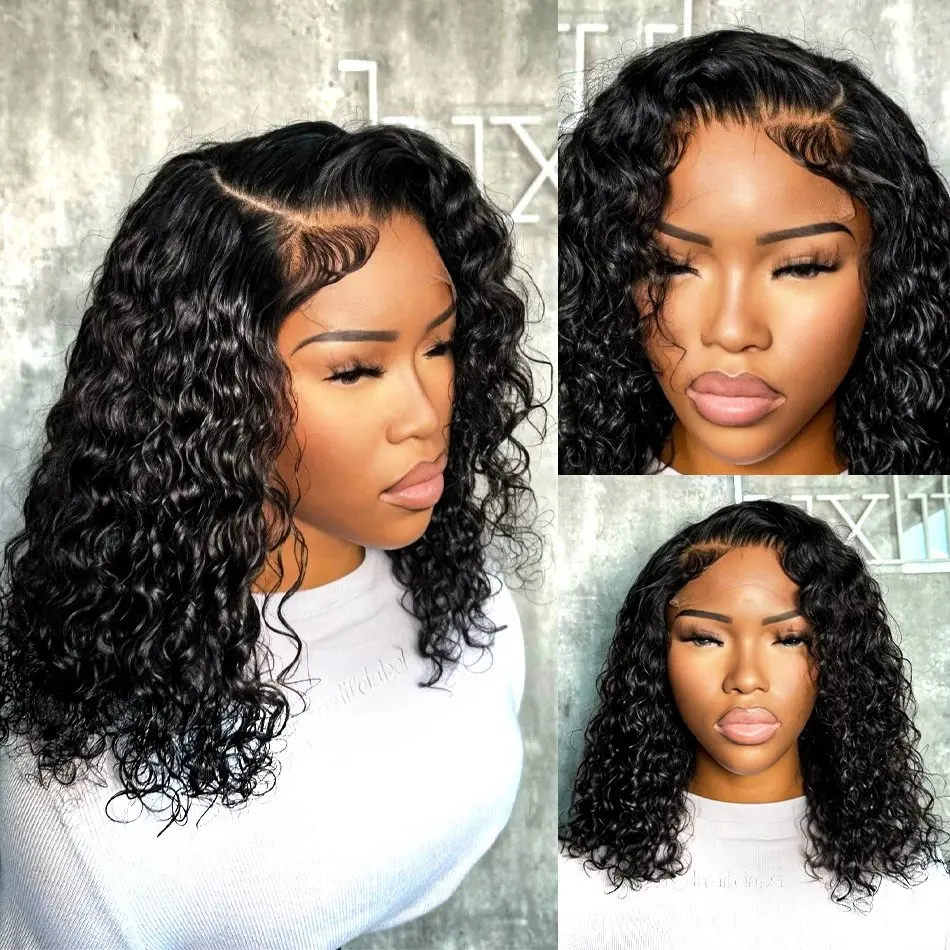 Rosabeauty 13X4 13X6 Preplucked Curly Wig 150% Density Lace Frontal Deep Wave Nature Color For Women Short Bob Human Hair Wigs