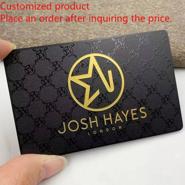 

Customized query Custom Printing Thick Black and Gold Metal Business Cards Laser Engraving Metal Membership Card Blank Metal Bus