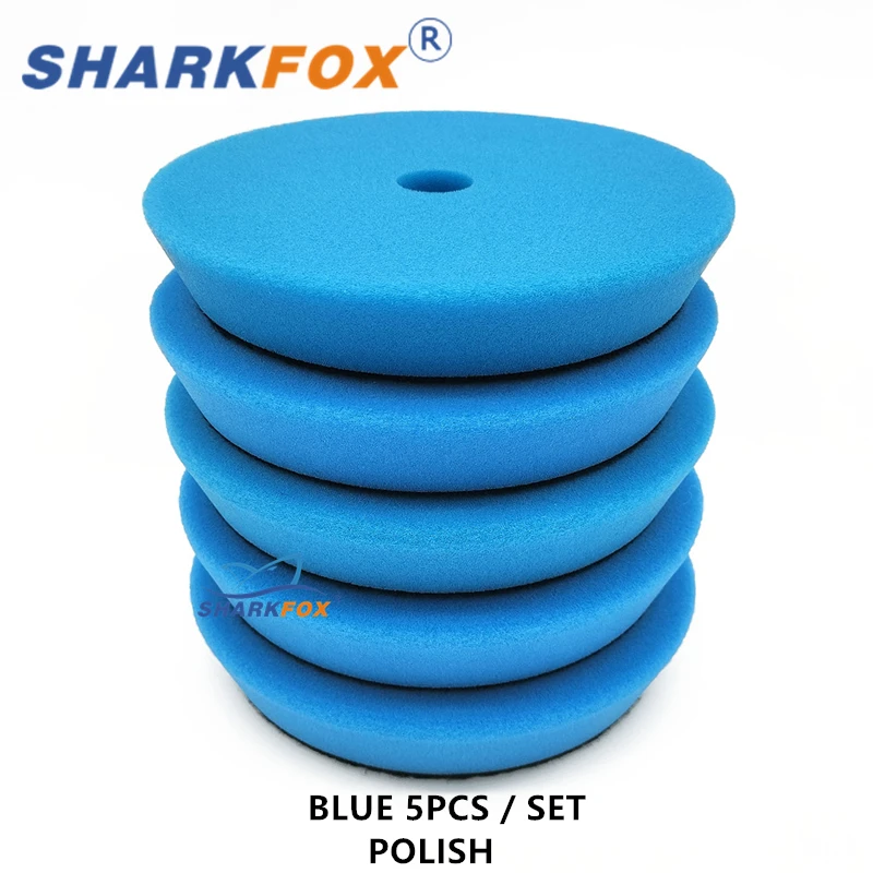 Sharkfox 5 "/6" 125mm/150mm Auto Polijsten Duitsland Spons Buffing Polijstmachine Pads Gladde Buffer Pad Verwijdert Kras Voor Polijsten