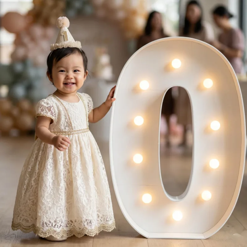 91cm 3D Light Up Number Balloon Box KT Board Frame For Anniversary Birthday Party Centerpiece Table Decor Marriage Home Display
