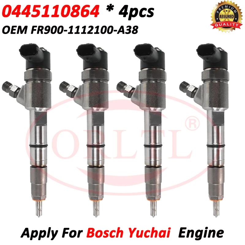 4pcs New 0445110864 Common Rail Injector Nozzle 0 445 110 864 For Yuchai Engine Injection FR900-1112100-A38