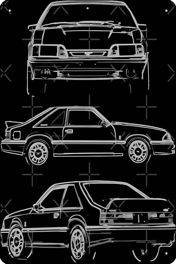 1993 SVT Foxbody Street Racing Metal Print Metal Tin Sign Fun Home Art Wall Decor 8x12 Inch