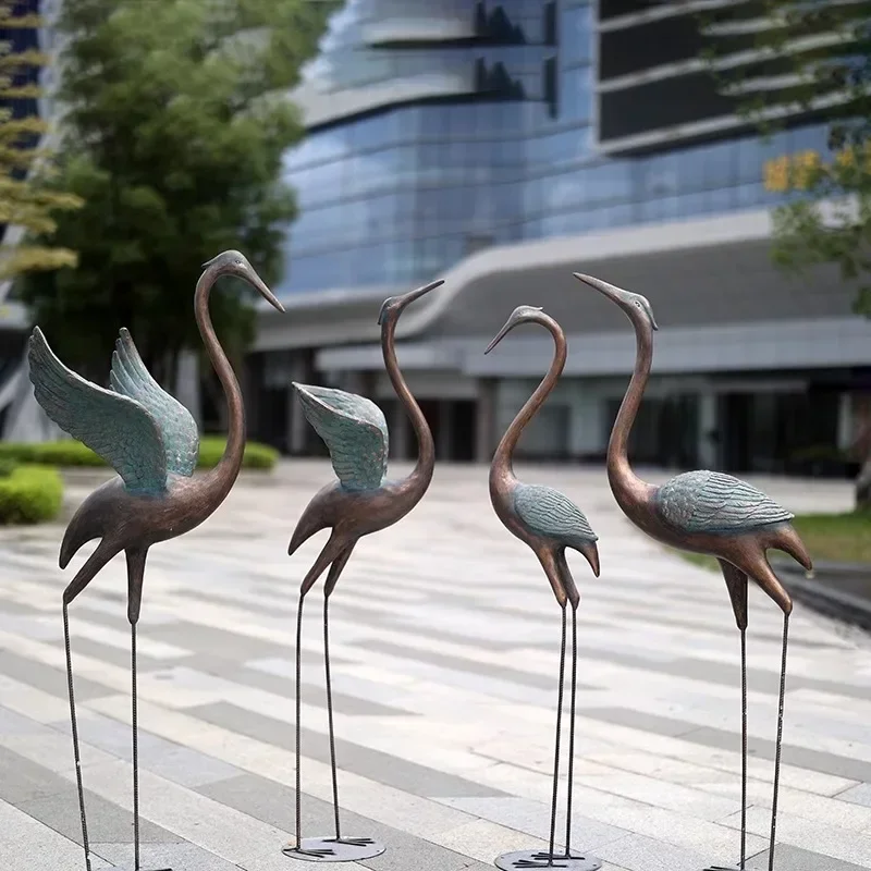 

Outdoor imitation copper crane ornament rockery pool red-crowned crane real estate sales office abstract