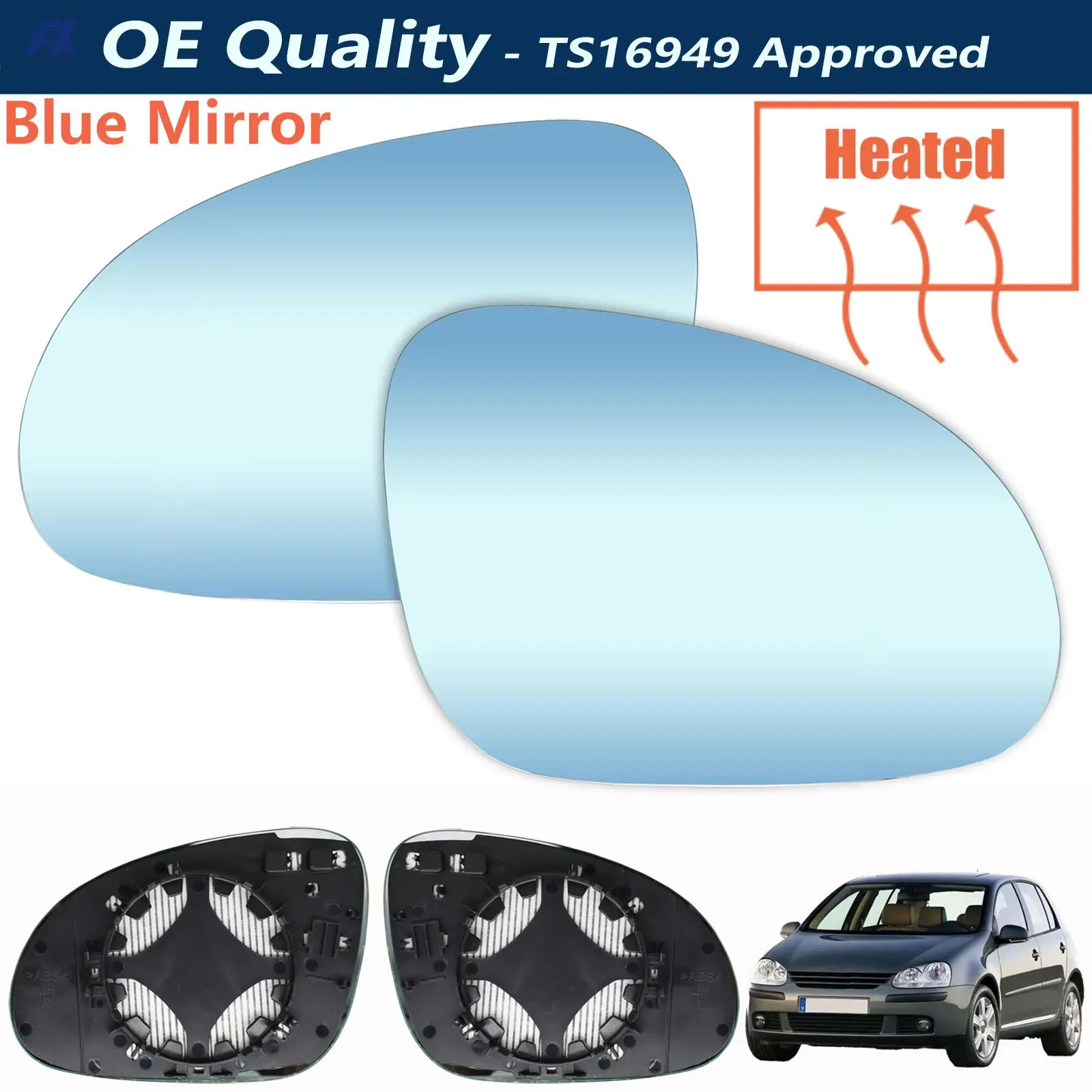 Left Right Side Heated Mirror Blue Glass LH RH Lens Replacement For VW Golf 5 MK5 Jetta Passat B6 2006-2009 3C0857521 3C0857522